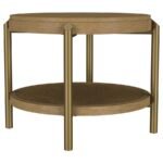 ARINI ROUND END SIDE TABLE WITH STORAGE SHELF SAND WASH
