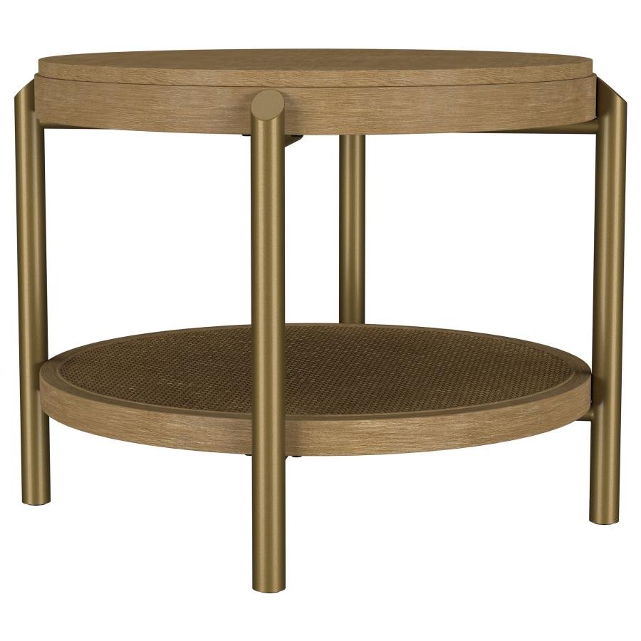 706187_02x900.jpg ARINI ROUND END SIDE TABLE WITH STORAGE SHELF SAND WASH - Image 1