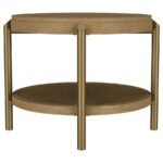 ARINI ROUND END SIDE TABLE WITH STORAGE SHELF SAND WASH - Image 5