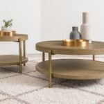 ARINI 2-PIECE ROUND COFFEE AND END TABLE SET SAND WASH