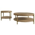 ARINI 2-PIECE ROUND COFFEE AND END TABLE SET SAND WASH - Image 2