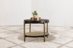 ARINI ROUND END SIDE TABLE WITH STORAGE SHELF BLACK - Image 2
