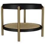 ARINI ROUND END SIDE TABLE WITH STORAGE SHELF BLACK