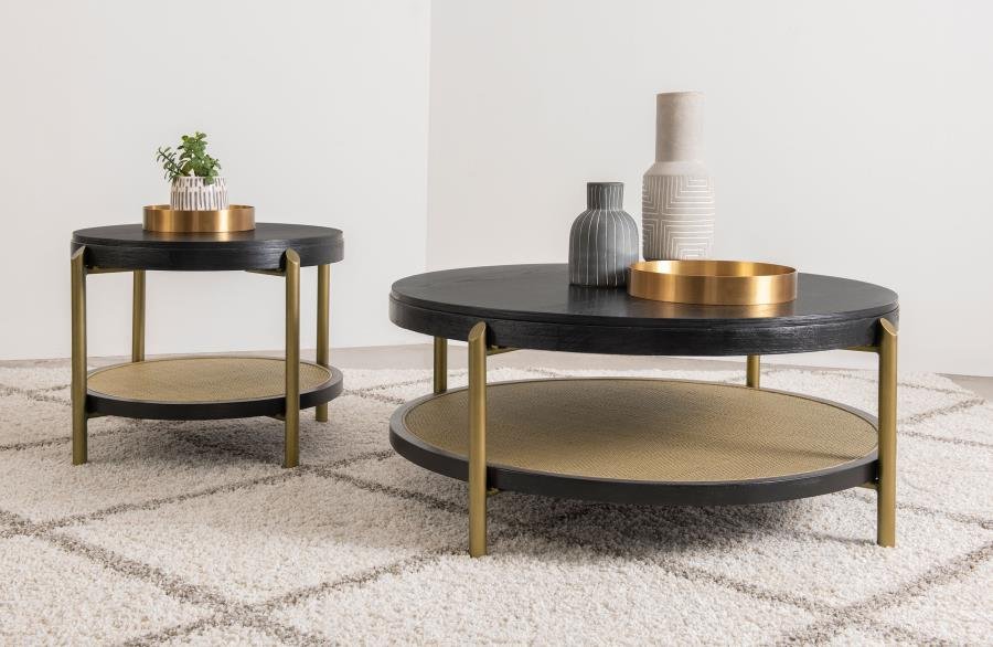 706198-S2_01x900.jpg ARINI 2-PIECE ROUND COFFEE AND END TABLE SET BLACK - Image 1