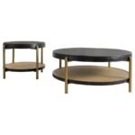 ARINI 2-PIECE ROUND COFFEE AND END TABLE SET BLACK - Image 2