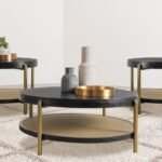 ARINI 3-PIECE ROUND COFFEE AND END TABLE SET BLACK