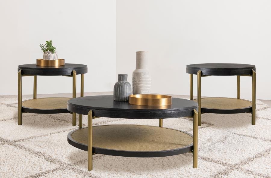 706198-S3_01x900.jpg ARINI 3-PIECE ROUND COFFEE AND END TABLE SET BLACK - Image 1