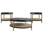 ARINI 3-PIECE ROUND COFFEE AND END TABLE SET BLACK - Image 2