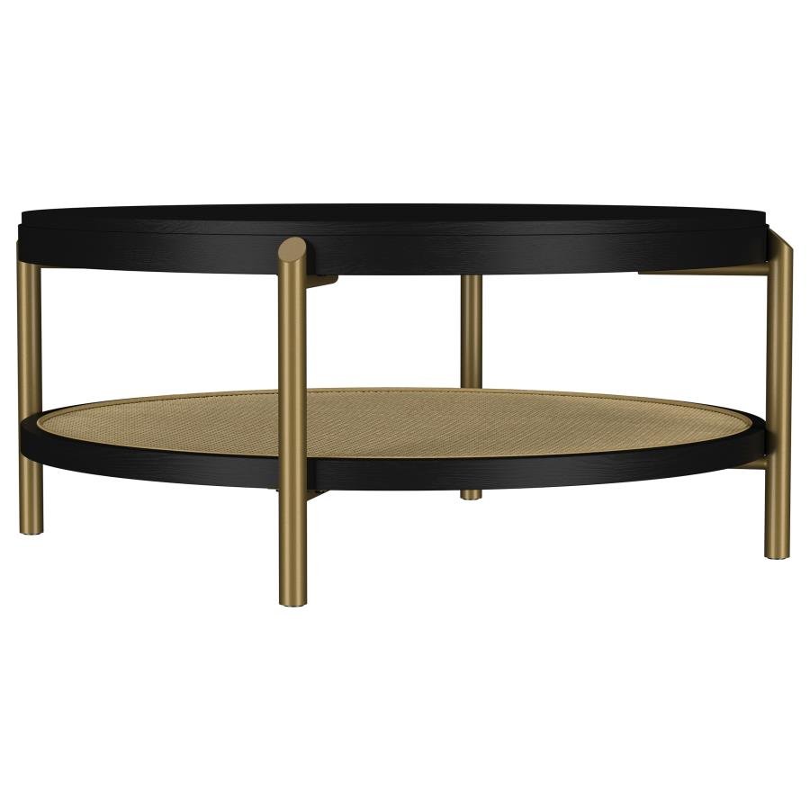 706198_02x900.jpg ARINI ROUND COFFEE TABLE WITH STORAGE SHELF BLACK - Image 1