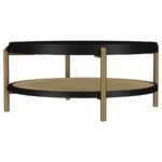 ARINI ROUND COFFEE TABLE WITH STORAGE SHELF BLACK - Image 4