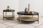 ARINI ROUND COFFEE TABLE WITH STORAGE SHELF BLACK - Image 10