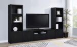 WINFIELD 3-PIECE ENTERTAINMENT CENTER 78-INCH TV STAND BLACK - Image 2