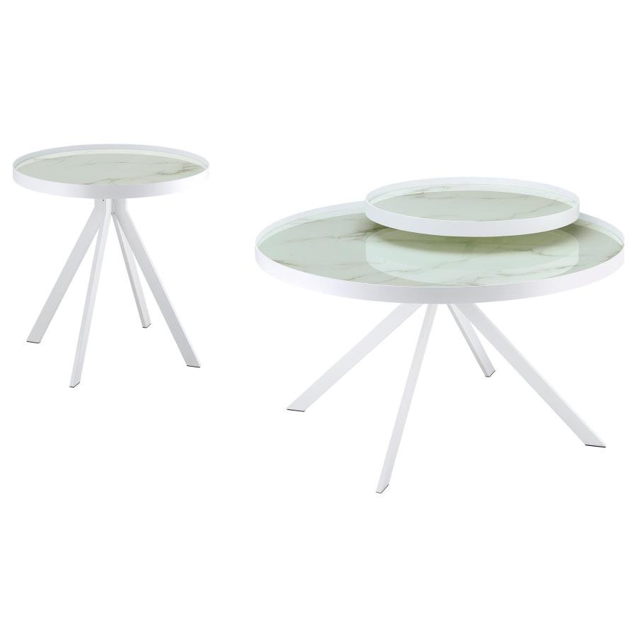 706258-S2_02x900.jpg BRIGGS 2-PIECE ROUND COFFEE AND END TABLE SET WHITE - Image 1