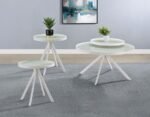 BRIGGS 3-PIECE ROUND COFFEE AND END TABLE SET WHITE - Image 2