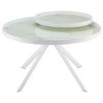 BRIGGS ROUND MARBLE PRINTED GLASS TOP COFFEE TABLE WHITE - Image 5