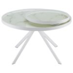 BRIGGS ROUND MARBLE PRINTED GLASS TOP COFFEE TABLE WHITE - Image 6