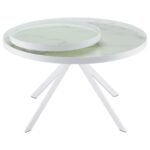 BRIGGS ROUND MARBLE PRINTED GLASS TOP COFFEE TABLE WHITE - Image 8