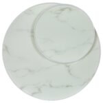 BRIGGS ROUND MARBLE PRINTED GLASS TOP COFFEE TABLE WHITE - Image 10