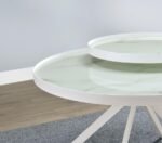 BRIGGS ROUND MARBLE PRINTED GLASS TOP COFFEE TABLE WHITE - Image 11