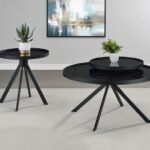 BRIGGS 2-PIECE ROUND COFFEE AND END TABLE SET BLACK