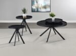 BRIGGS 3-PIECE ROUND COFFEE AND END TABLE SET BLACK