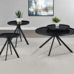 BRIGGS 3-PIECE ROUND COFFEE AND END TABLE SET BLACK