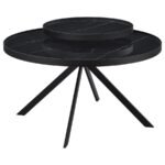 BRIGGS ROUND MARBLE PRINTED GLASS TOP COFFEE TABLE BLACK