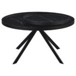 BRIGGS ROUND MARBLE PRINTED GLASS TOP COFFEE TABLE BLACK - Image 6