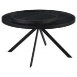 BRIGGS ROUND MARBLE PRINTED GLASS TOP COFFEE TABLE BLACK - Image 7