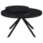 BRIGGS ROUND MARBLE PRINTED GLASS TOP COFFEE TABLE BLACK - Image 8
