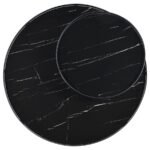 BRIGGS ROUND MARBLE PRINTED GLASS TOP COFFEE TABLE BLACK - Image 9