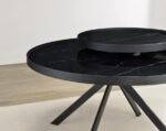 BRIGGS ROUND MARBLE PRINTED GLASS TOP COFFEE TABLE BLACK - Image 10