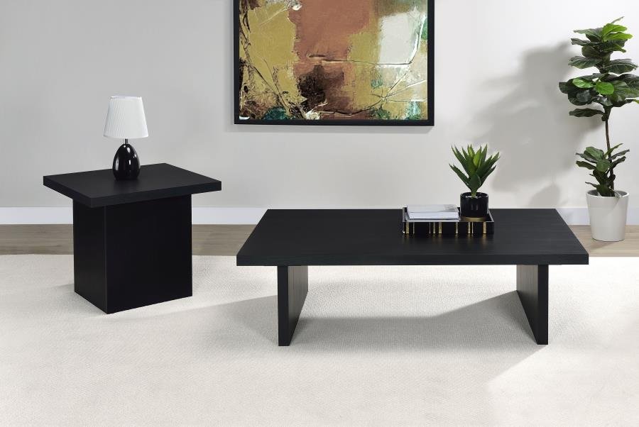 706278-S2_01x900.jpg MAX 2-PIECE RECTANGULAR COFFEE AND END TABLE SET BLACK - Image 1