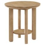OTTOWA ROUND WOOD SIDE END TABLE WITH SHELF LIGHT OAK - Image 4