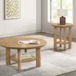 OTTOWA 2-PIECE ROUND WOOD COFFEE TABLE SET LIGHT OAK