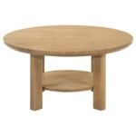 OTTOWA 2-PIECE ROUND WOOD COFFEE TABLE SET LIGHT OAK - Image 7