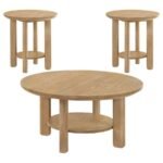 OTTOWA 3-PIECE ROUND WOOD COFFEE TABLE SET LIGHT OAK - Image 2