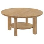 OTTOWA 3-PIECE ROUND WOOD COFFEE TABLE SET LIGHT OAK - Image 6