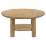 OTTOWA 36-INCH ROUND WOOD COCKTAIL COFFEE TABLE LIGHT OAK - Image 5