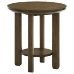 OTTOWA 22-INCH ROUND WOOD SIDE END TABLE WITH SHELF BROWN