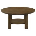 OTTOWA 2-PIECE ROUND WOOD COFFEE TABLE SET BROWN - Image 7