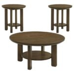 OTTOWA 3-PIECE ROUND WOOD COFFEE TABLE SET BROWN - Image 2
