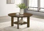 OTTOWA 35-INCH ROUND WOOD COCKTAIL COFFEE TABLE BROWN - Image 2