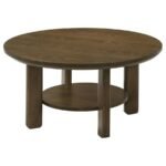 OTTOWA 35-INCH ROUND WOOD COCKTAIL COFFEE TABLE BROWN - Image 4