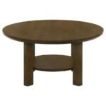 OTTOWA 35-INCH ROUND WOOD COCKTAIL COFFEE TABLE BROWN - Image 5