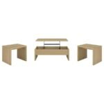 CANOGA 3-PIECE LIFT TOP COCKTAIL COFFEE TABLE SET LIGHT OAK - Image 2
