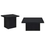 DEVAR 2-PIECE SQUARE COCKTAIL COFFEE END TABLE SET BLACK - Image 2
