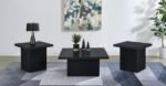 DEVAR 3-PIECE SQUARE COCKTAIL COFFEE END TABLE SET BLACK