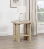 KAILANI COASTAL SQUARE END SIDE TABLE WITH SHELF BEIGE OAK - Image 2