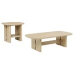 KAILANI 2-PIECE COASTAL COFFEE AND END TABLE SET BEIGE OAK - Image 2